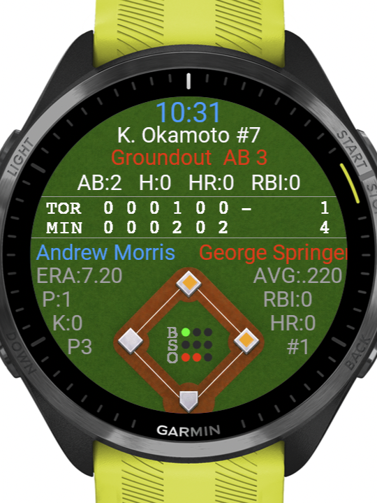 BaseballWatch main screen